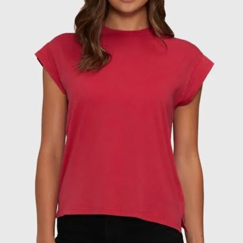 Wildfox Helena Muscle Tee Red Crewneck w/Embroidery Detailing